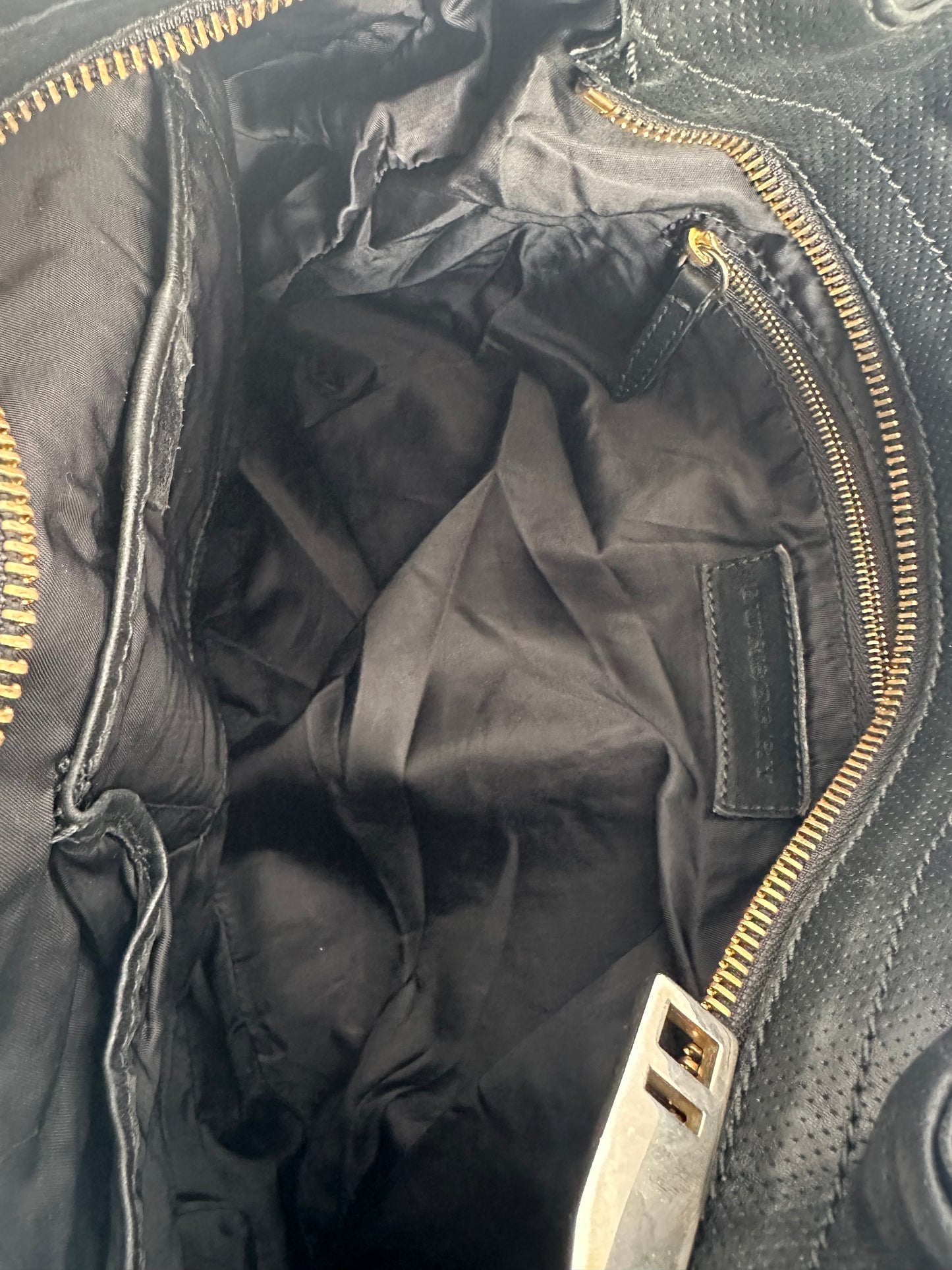 Burberry Black Beat Check Nylon and Leather Hobo