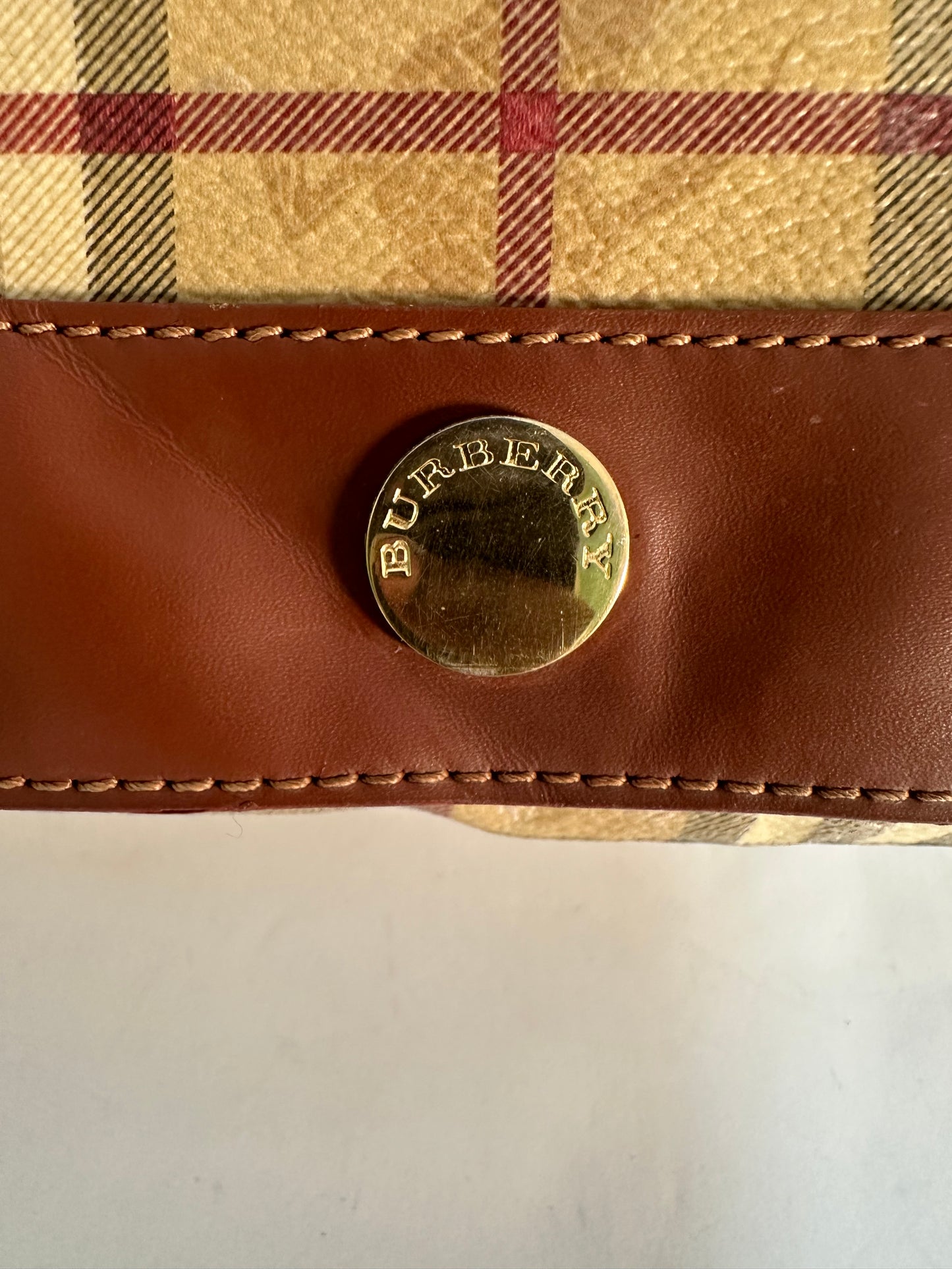Burberry Beige/Tan Haymarket Check PVC and Leather Shoulder Bag