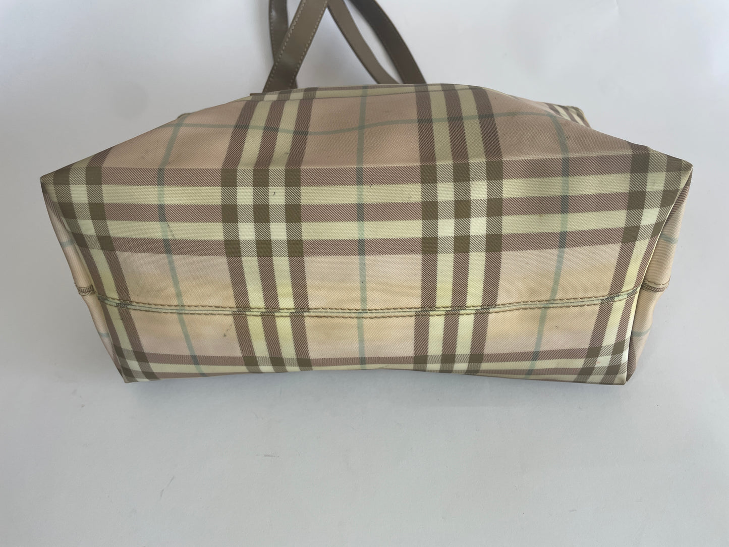 Burberry Pink/Green Haymarket Check Coated Canvas And Leather Tote