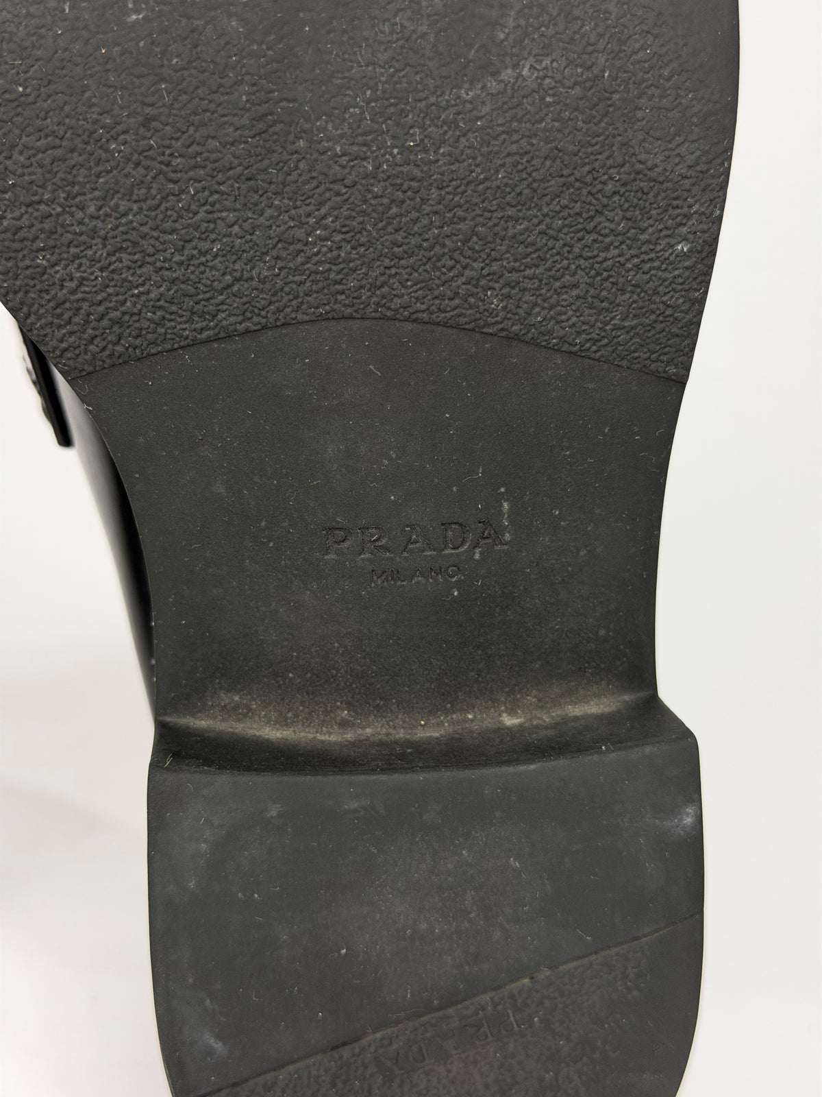 PRADA Vernice Metal Triangle Logo 50mm Loafers Size 36 EU/6 US/ 3UK