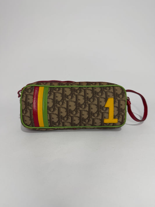 Dior Multicolor Oblique Coated Canvas and Leather Vintage Rasta 1 Pochette Bag