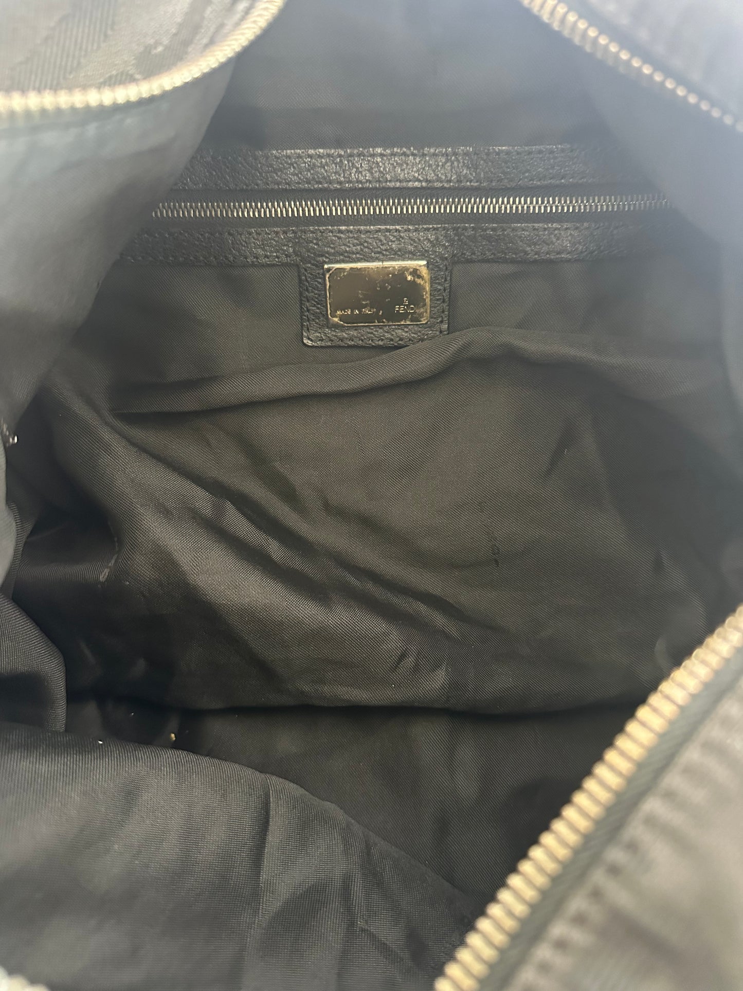 Fendi Animal Style Purses Black Tiger Print Canvas Leather Bag