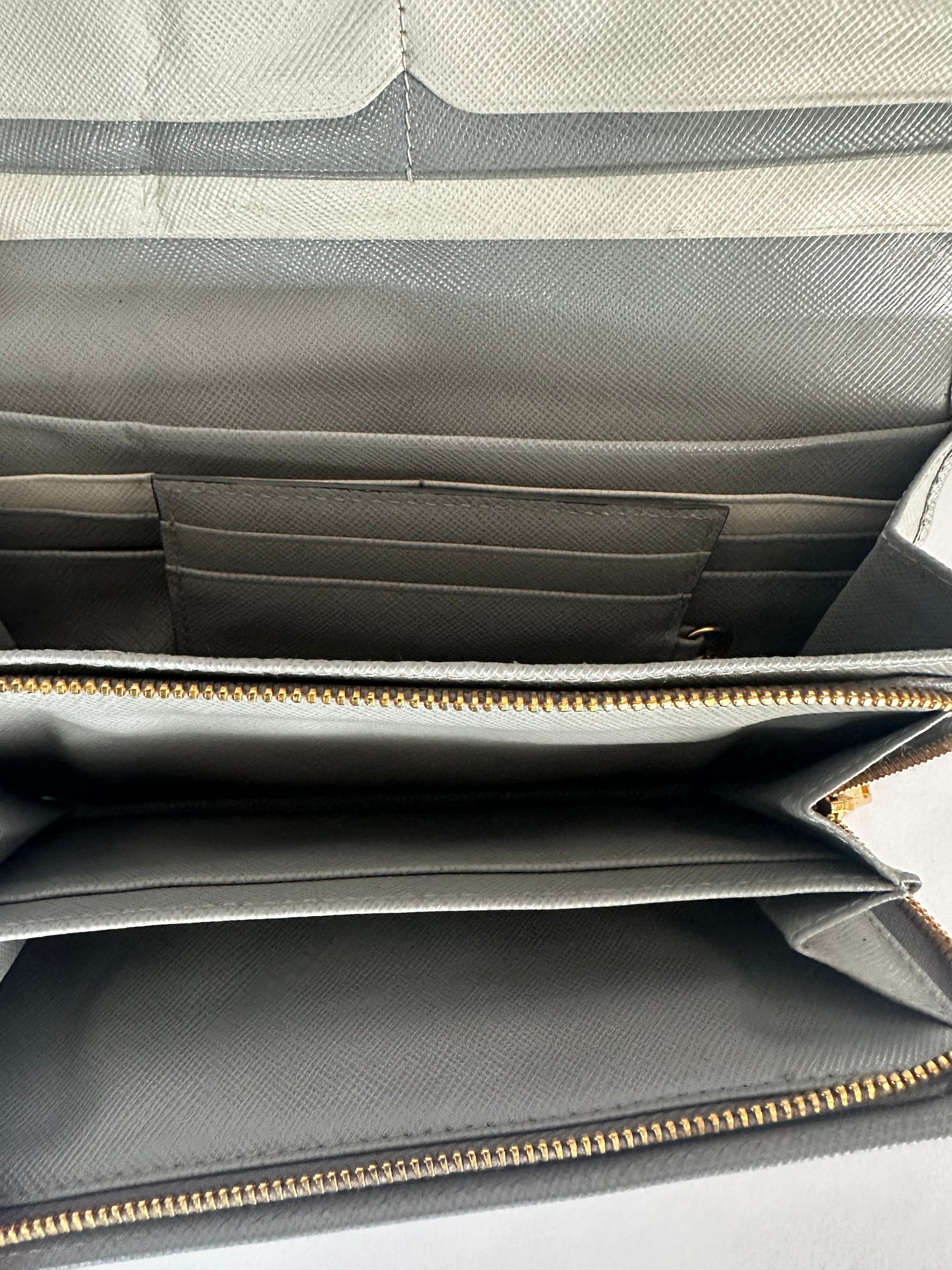 Prada Beige Saffiano Lux Leather Flap Continental Wallet