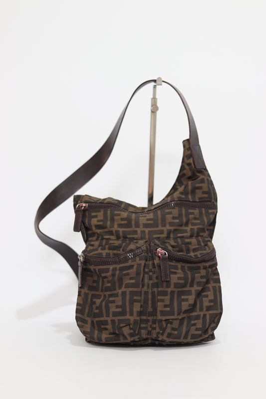 Fendi Brown/Tobacco Zucca Nylon Flat Messenger Bag