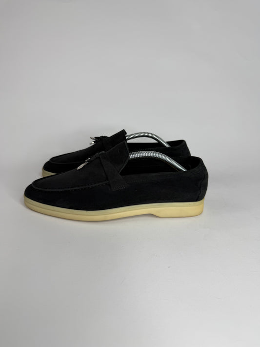 Loro Piana Navy Blue Suede Summer Charms Walk Loafers Size 37 EU/ 37 US