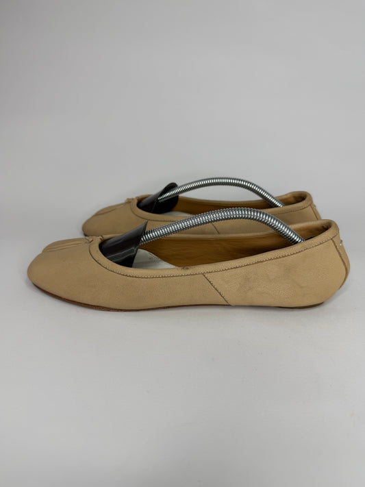 Maison Margiela Tabi Ballet Flats Brown Leather Split-Toe EU 38/ 8 US/ 5 UK