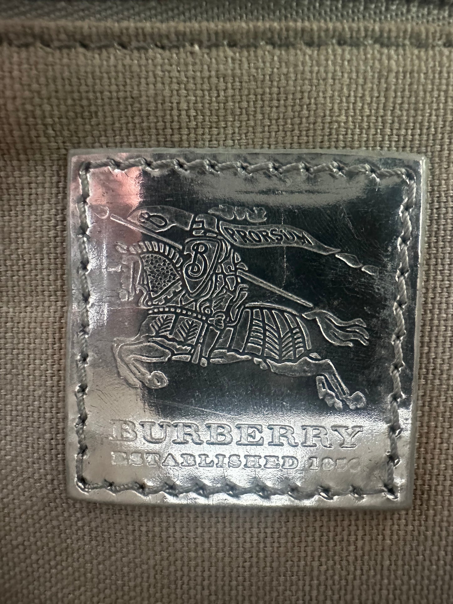 BURBERRY
Patent Check Embossed Ember Tote Silver