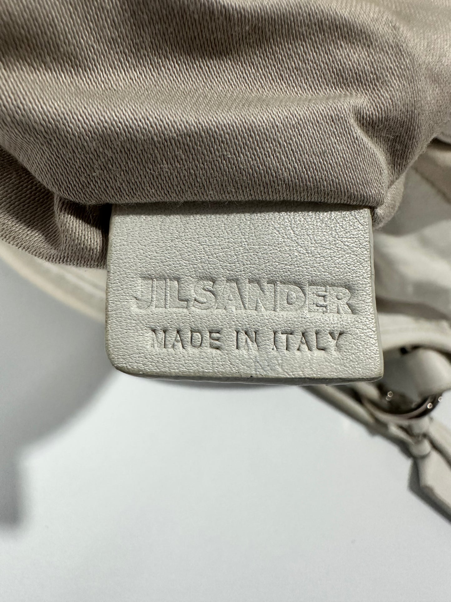 VINTAGE JIL SANDER Womens’ White Woven Leather Hobo Bag.