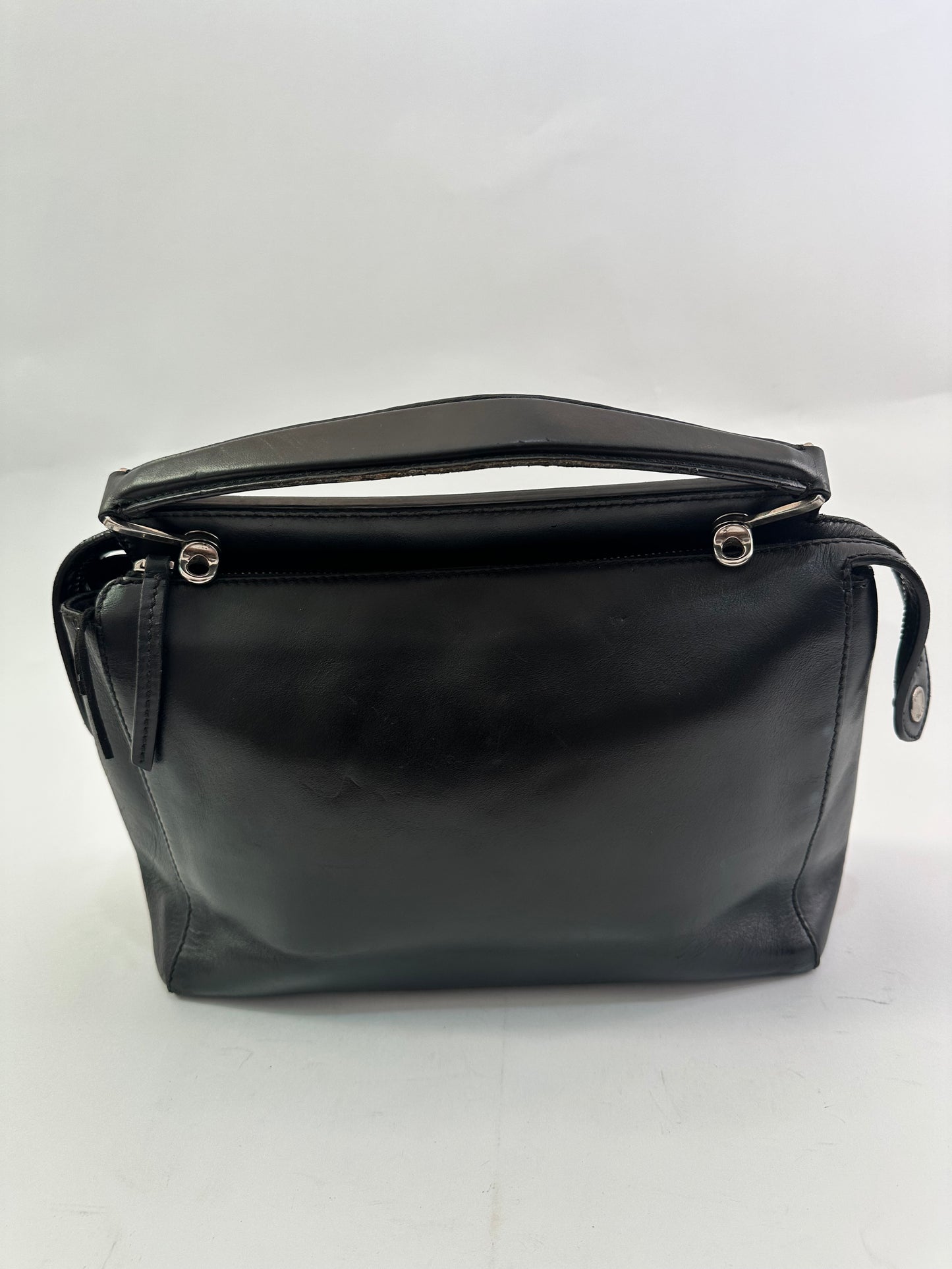 FENDI
Black/Royal Blue Smooth Calfskin Leather Dotcom Satchel Bag