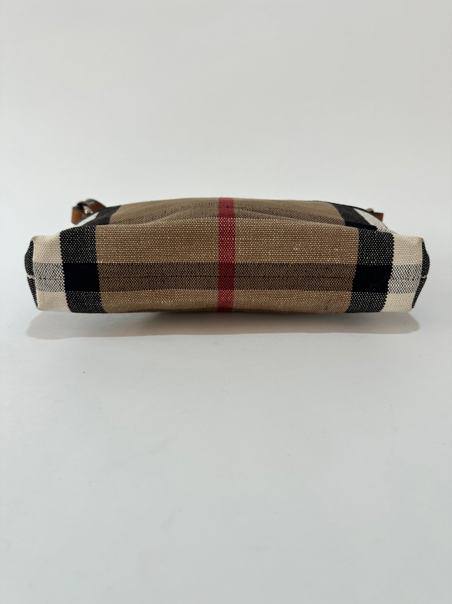 BURBERRY
Mega Check Small Farley Crossbody Clutch Bag Saddle Brown