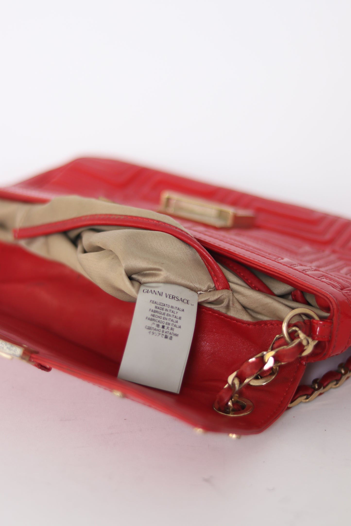 Versace Red Patent Leather Flap Shoulder Bag