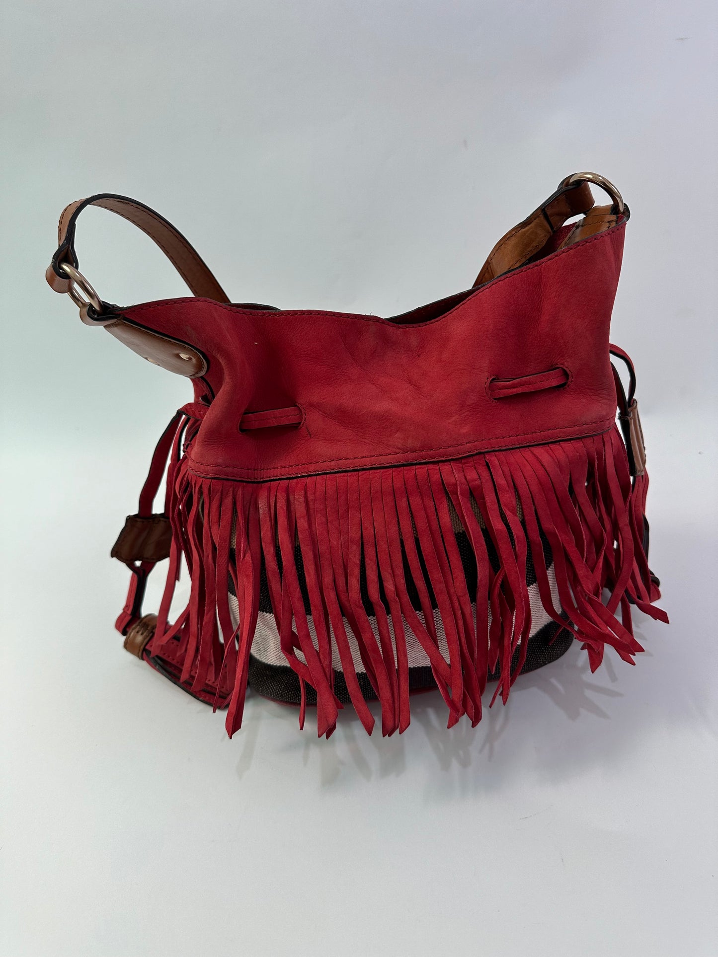 BURBERRY Small Belgrove Fringe Bucket Bag