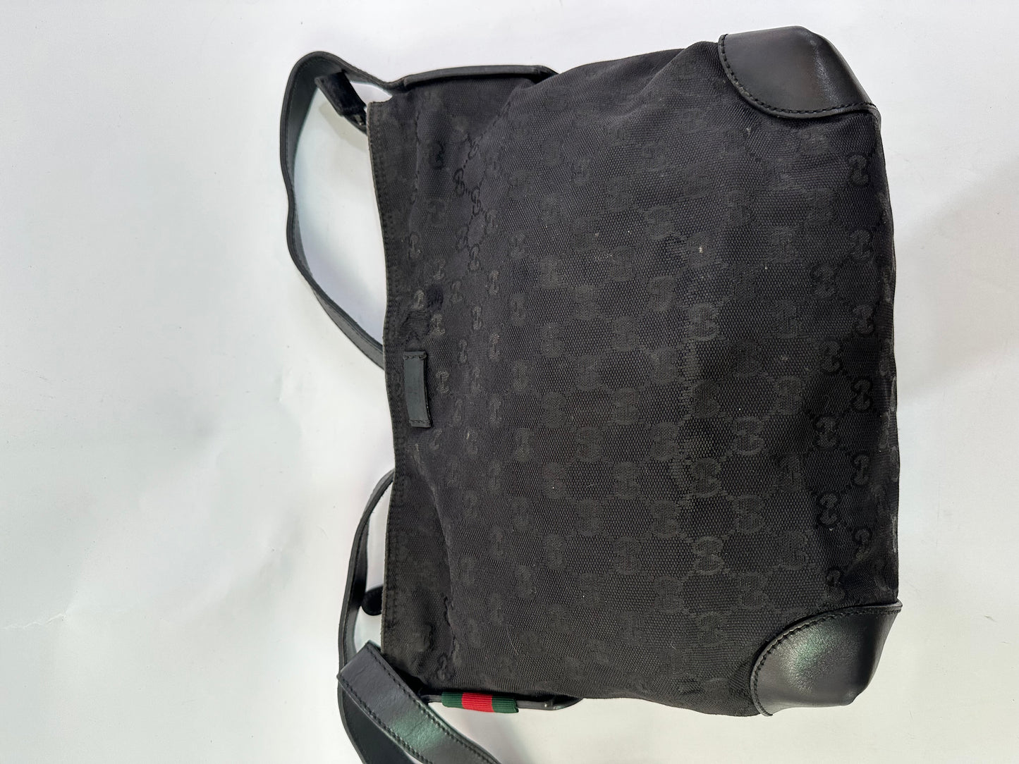 GUCCI Gucci GG Canvas Sherry Line Shoulder Bag Leather Black
