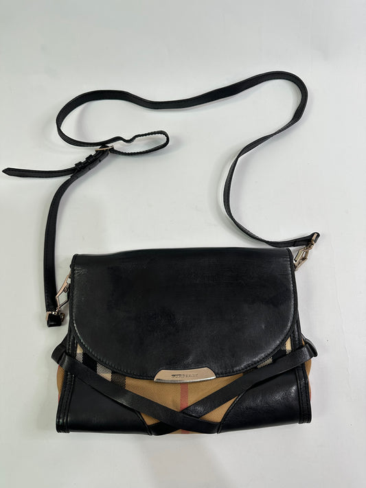 BURBERRY
Black Leather And House Check Canvas Abbott Crossbody