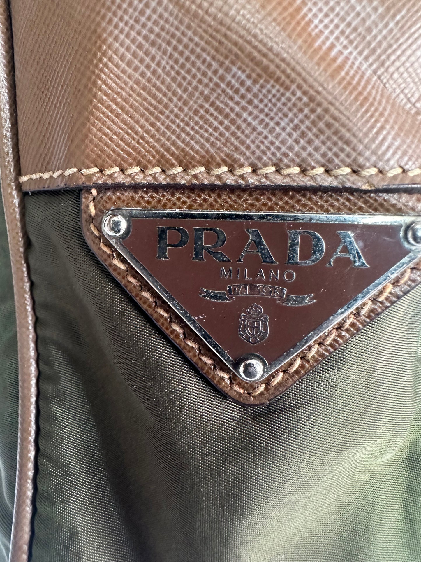 PRADA Tessuto Nylon Flat Messenger Bag Green