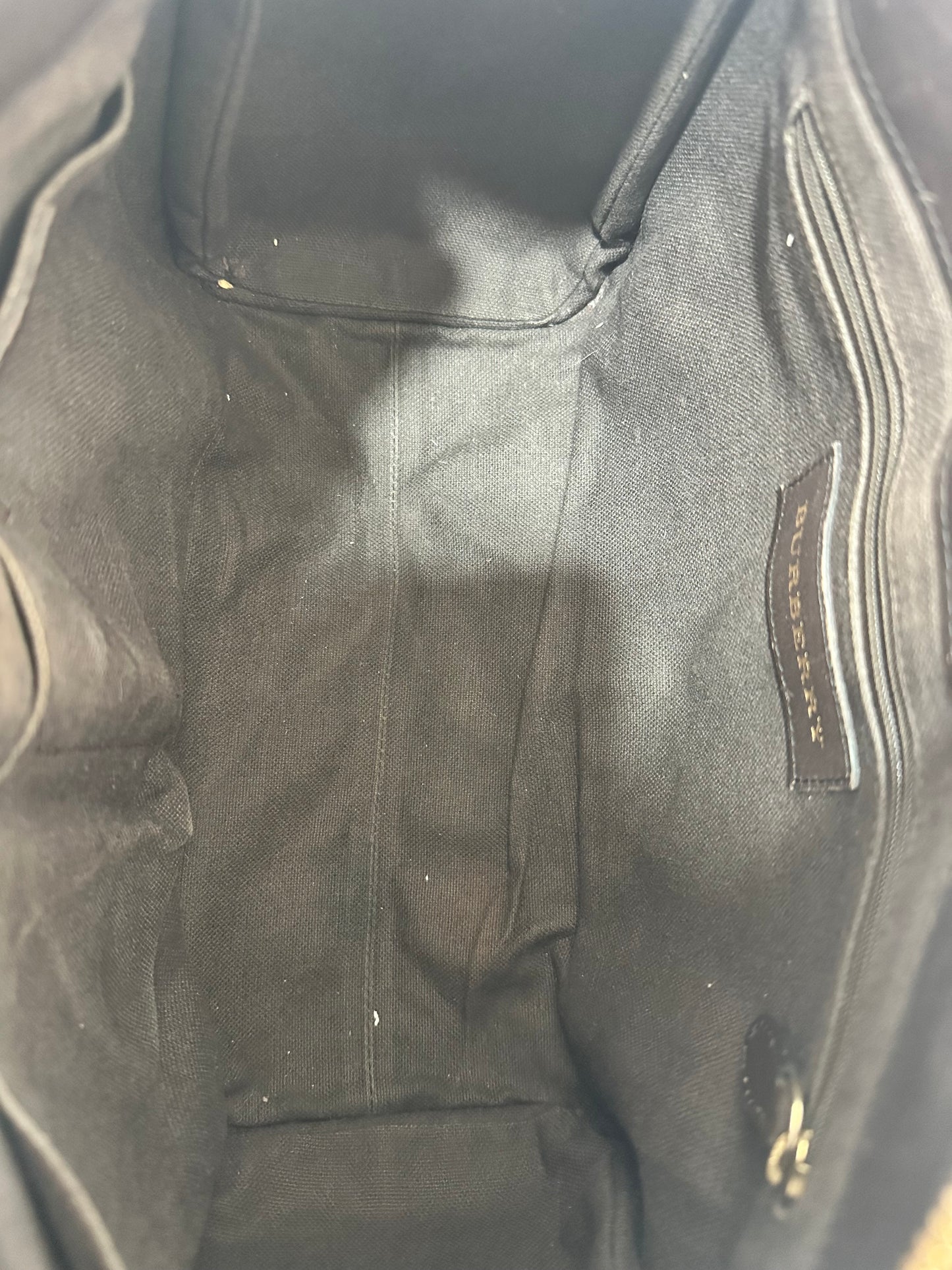 BURBERRY
Chocolate Leather Haymarket Check Coated Canvas Gladstone Bag