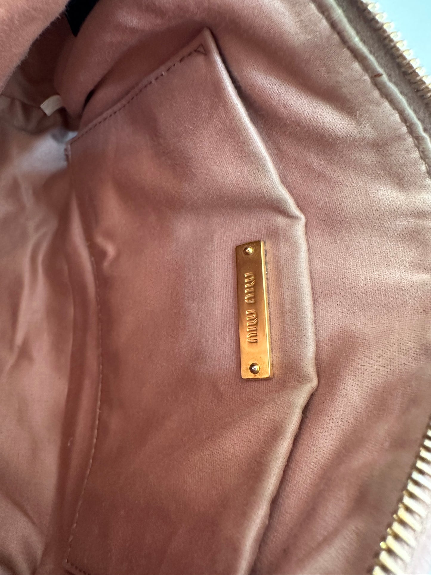 Miu Miu Beige Matelasse Leather Shoulder Bag