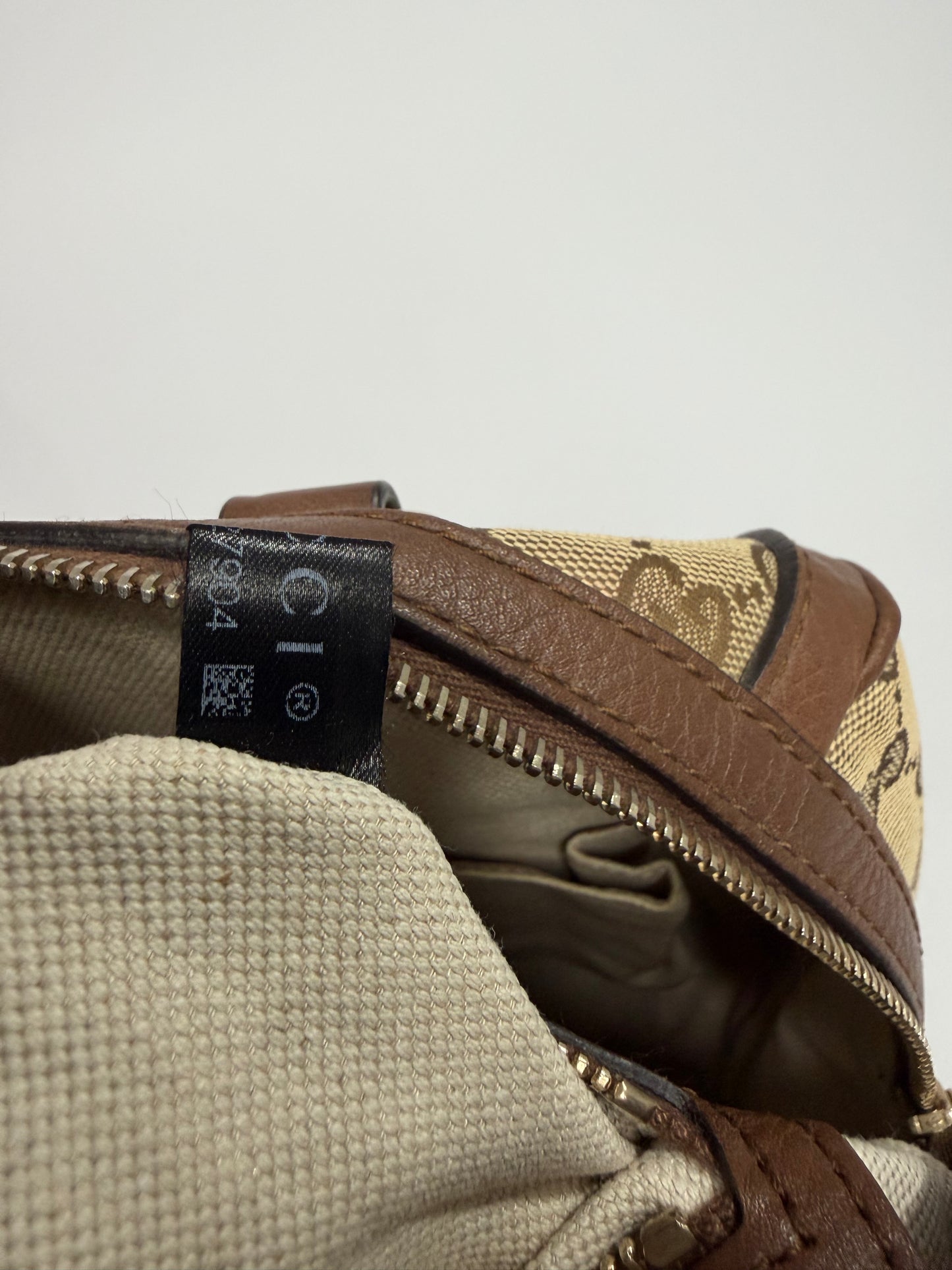 Gucci Monogram Vintage Web Small Boston Brown