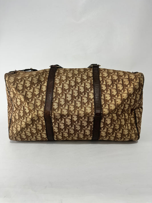 Dior Brown Canvas Oblique Large Boston Bag