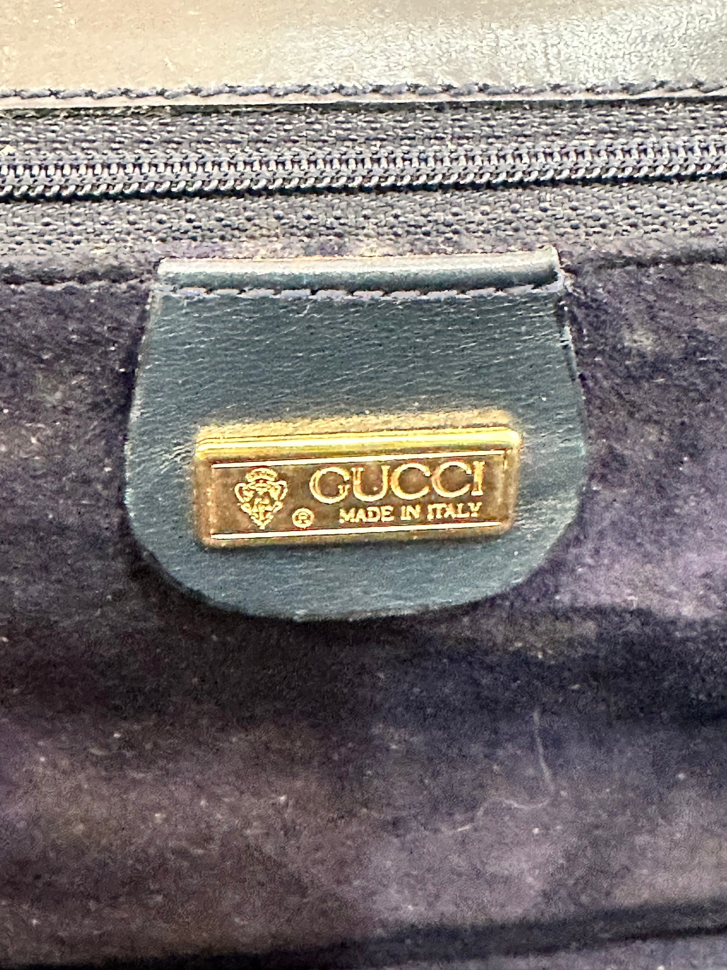Gucci Vintage Navy Glossy Leather Turnlock Flap Shoulder Bag