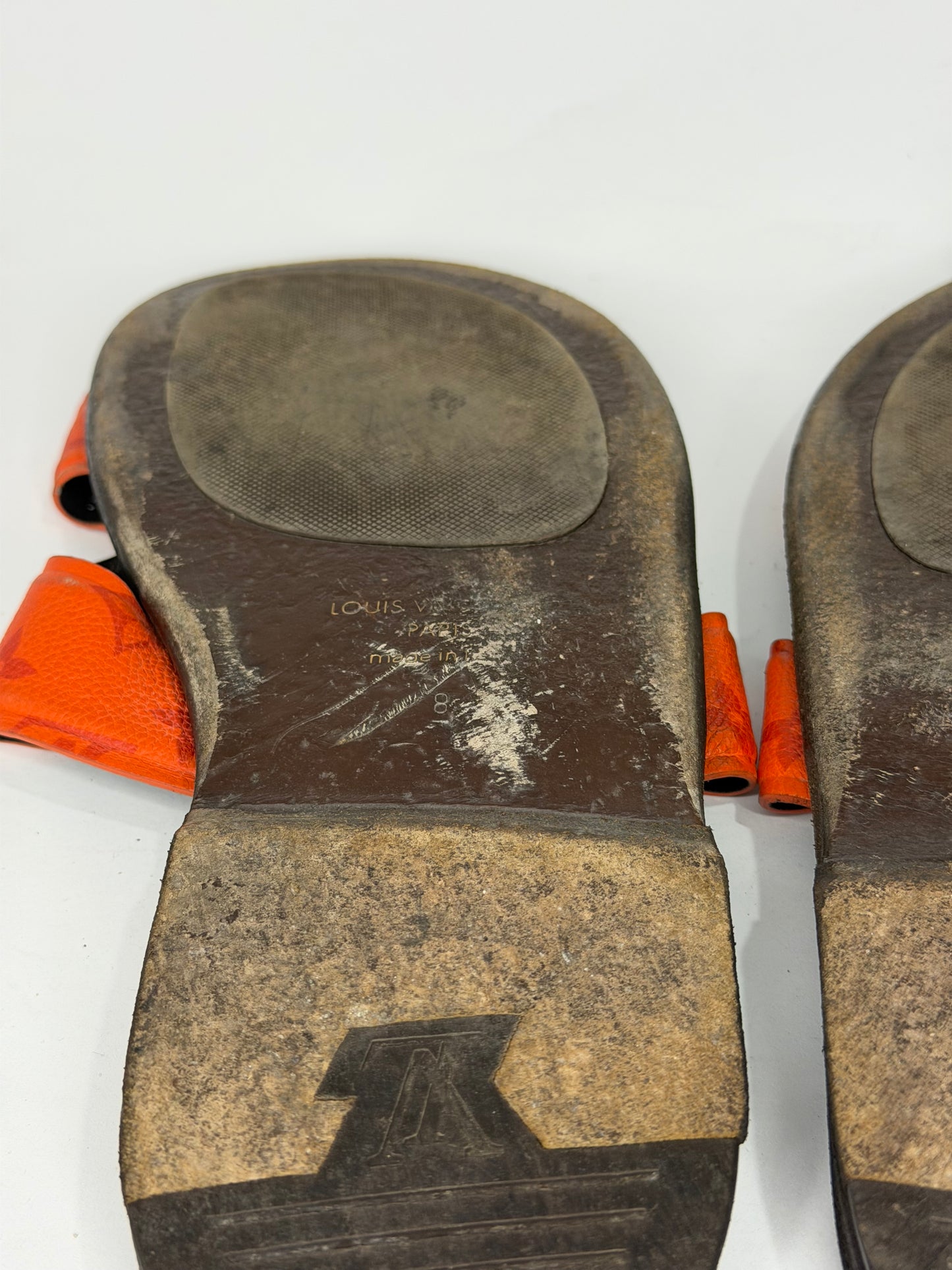 Louis Vuitton Orange Monogram Leather Slide Sandals Size 8 UK/ 9 US / 42 EU