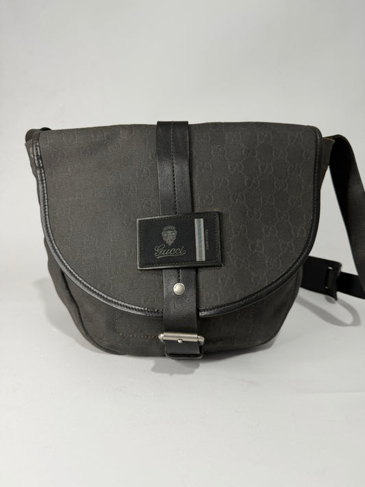 Authentic Gucci GG Canvas Messenger Bag Black