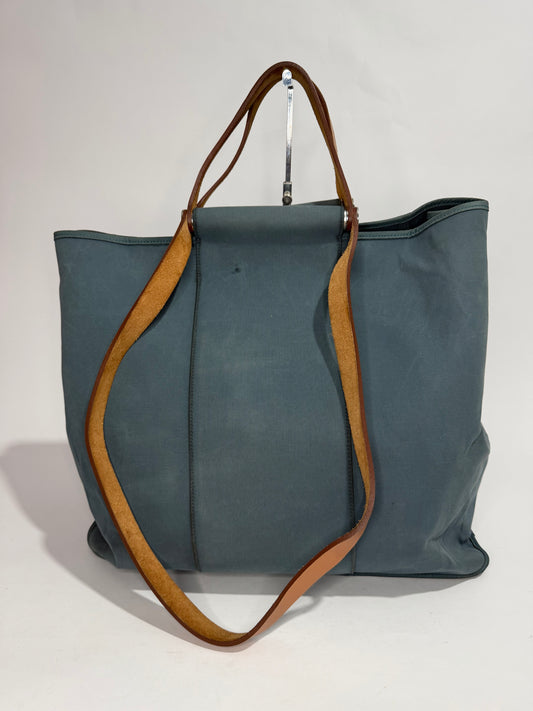 Hermes Light Blue Toile Canvas Cabag Elan Tote