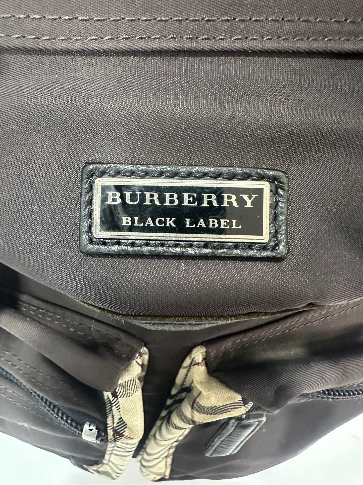 BURBERRY Nova check black label rucksack backpack beige nylon men