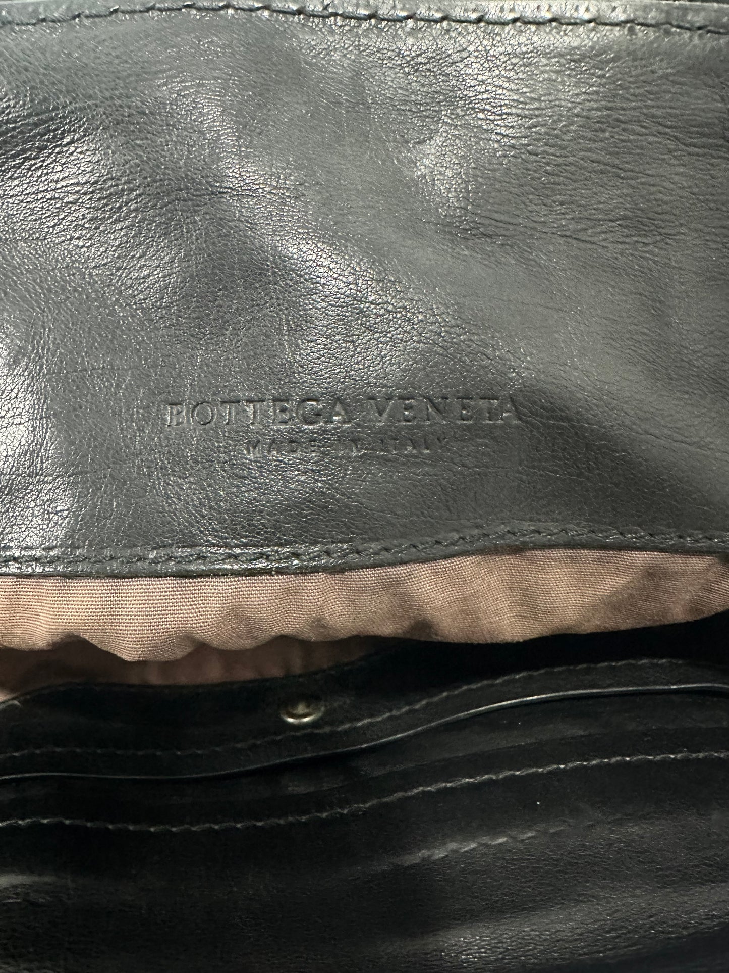 Bottega Veneta Black Leather Square Flap Messenger Bag