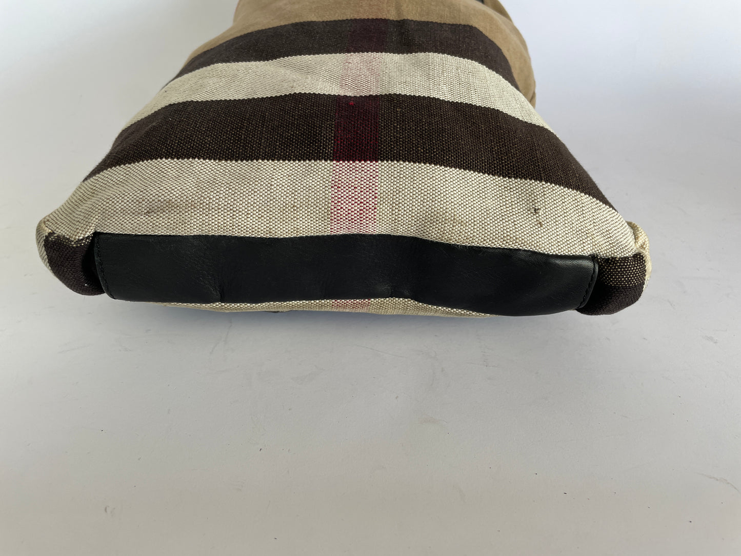 Burberry Canvas Burlap Shoulder Bag.
