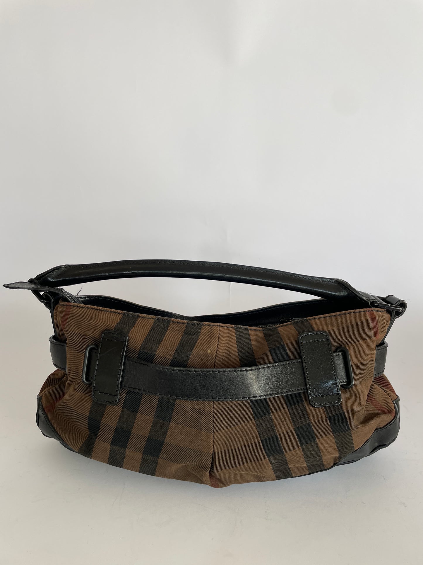 Burberry Brown/Black House Check Canvas and Leather Shoulder Bag
