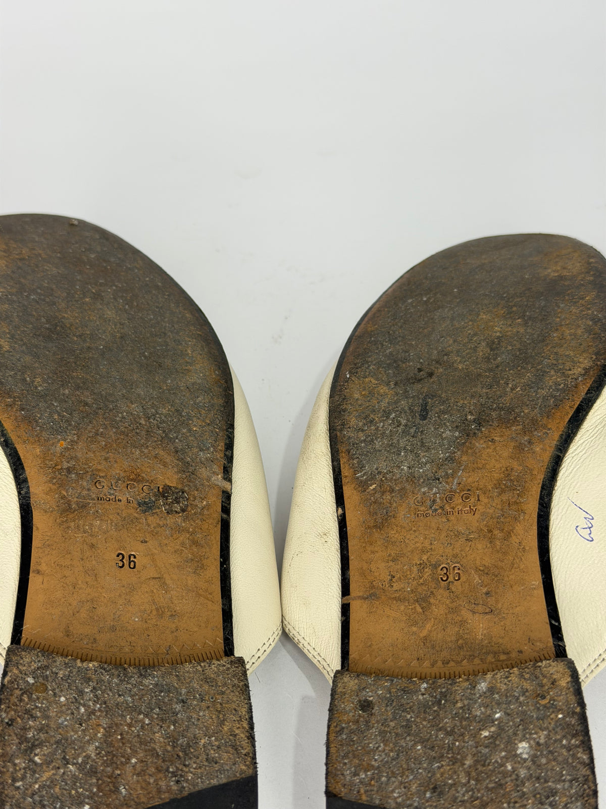 Gucci White Leather Princetown Mules Loafers Size 36 EU/ 3 UK/ 6 US