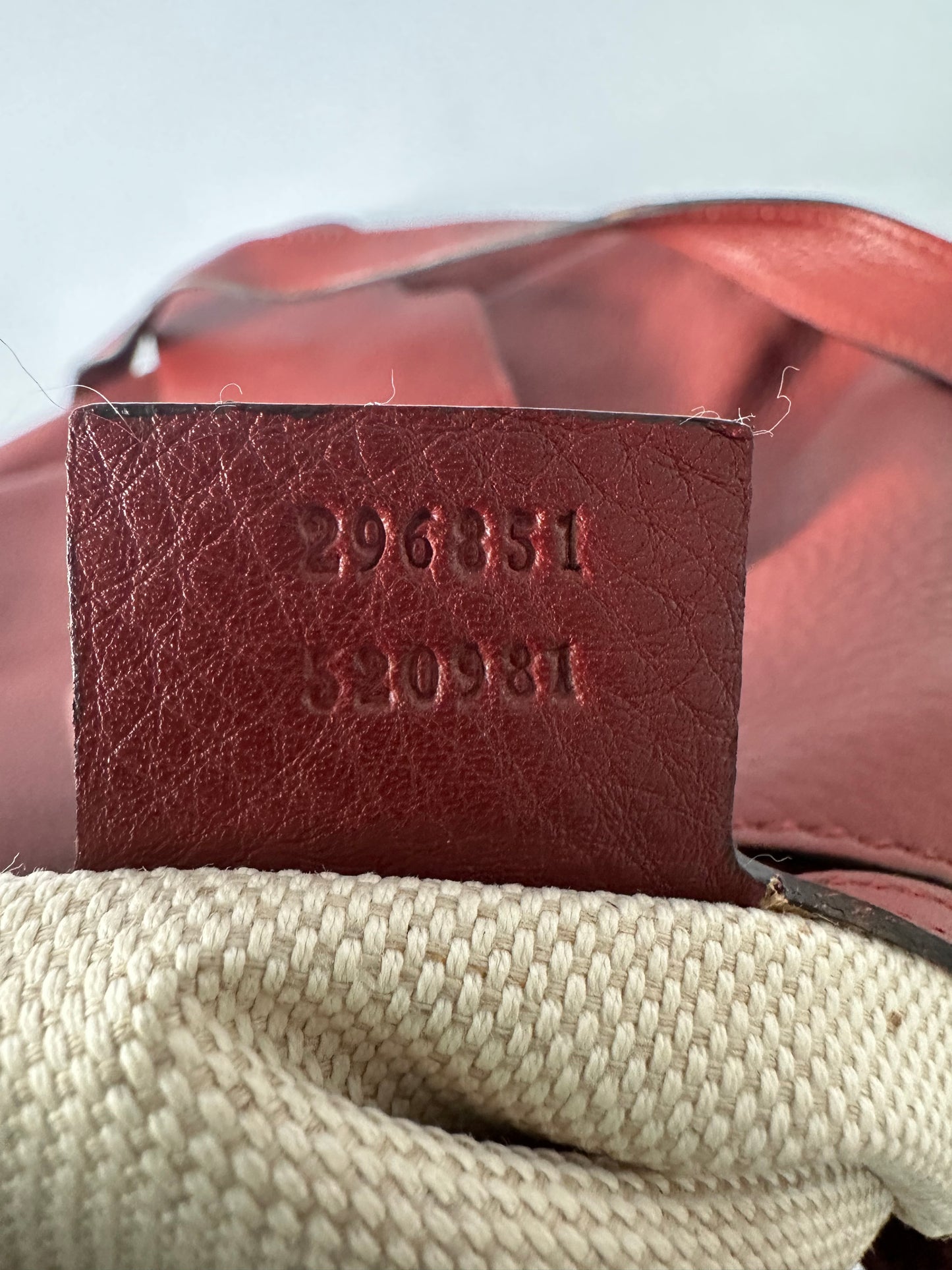 GUCCI
Calfskin Web Medium Dressage Hobo Red