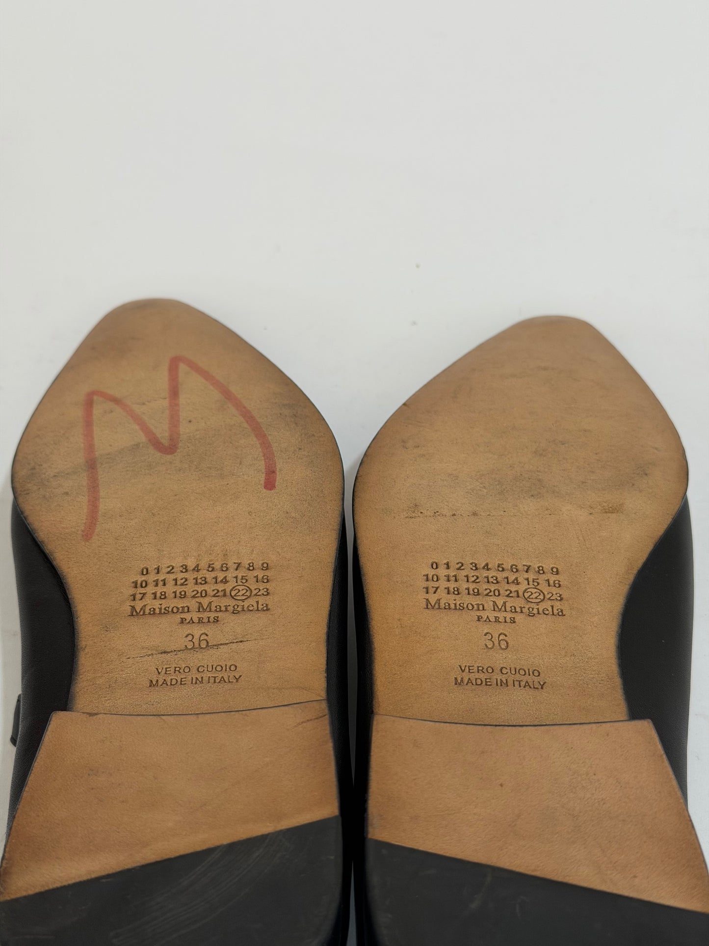 Maison Margiela Black Leather Mary Jane Ballet Flats Pointed Toe EU 36/ 6 US/ 3 UK