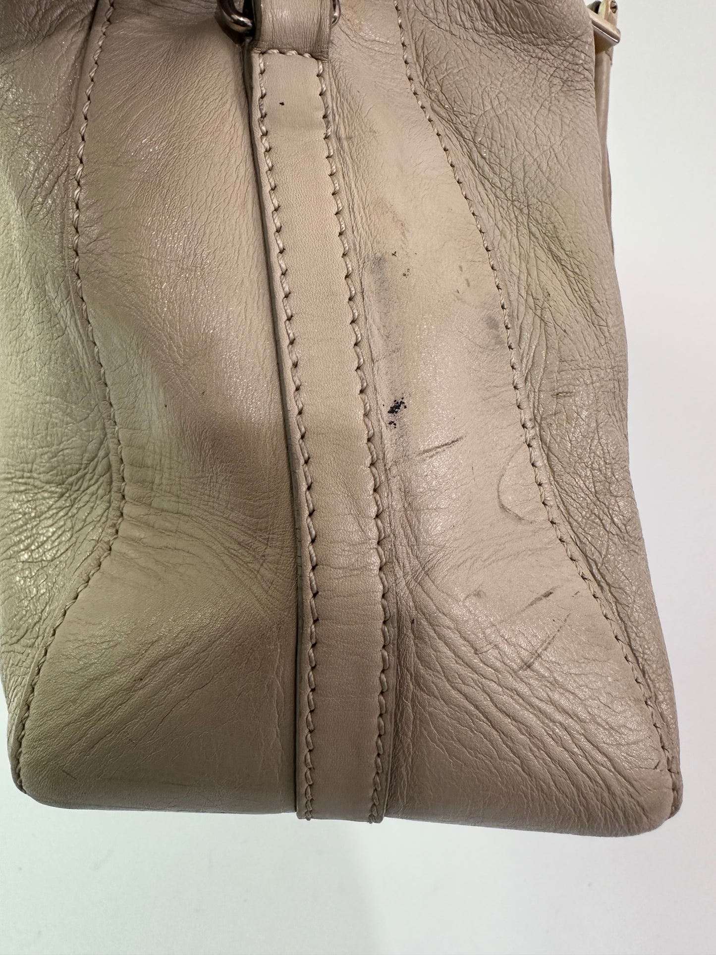 Fendi Beige Leather Twins Shopper Tote