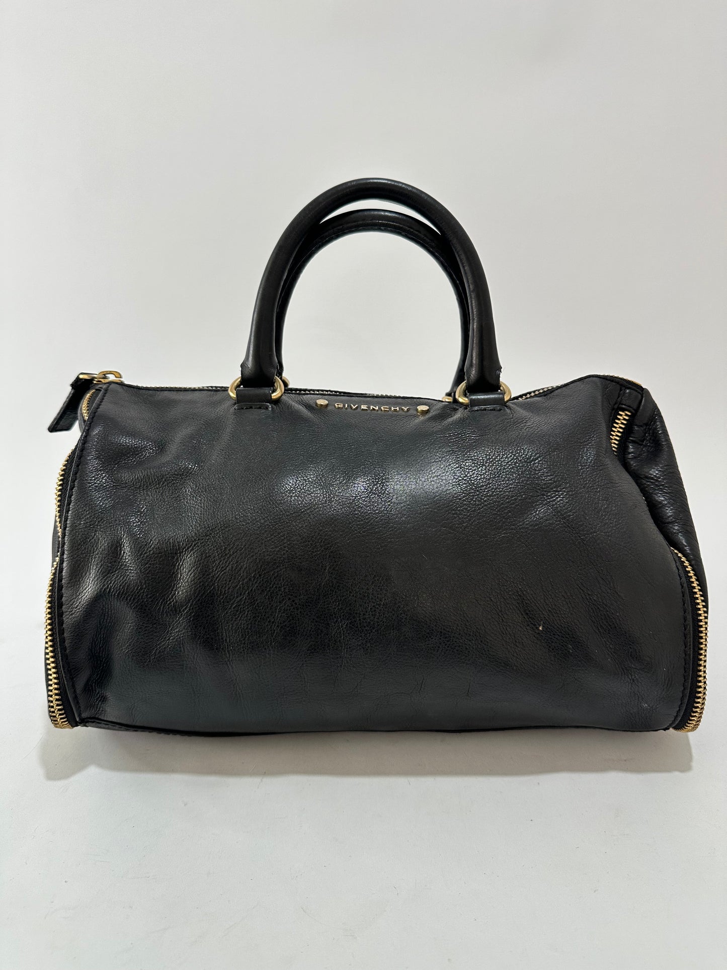 Givenchy Black Leather Zipped Detail Shoulder Bag