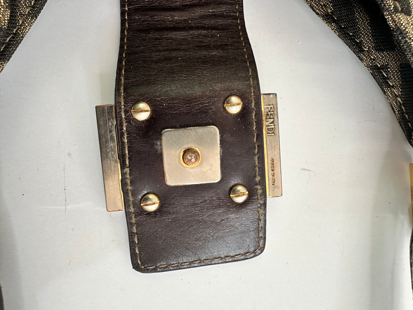 Fendi Zucca Mamma Bucket Handbag Brown Black