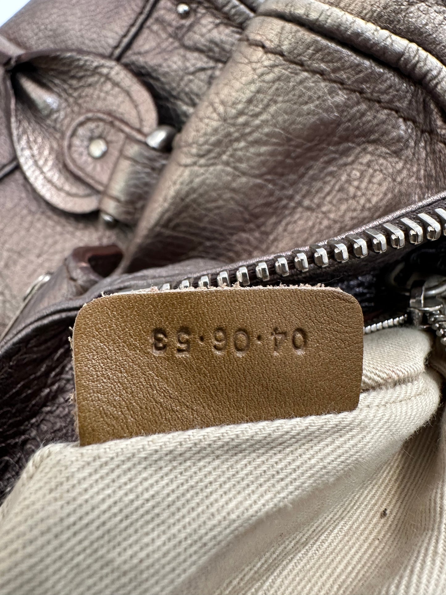 Chloe Mettalic Silver Leather Medium Paddington Satchel
