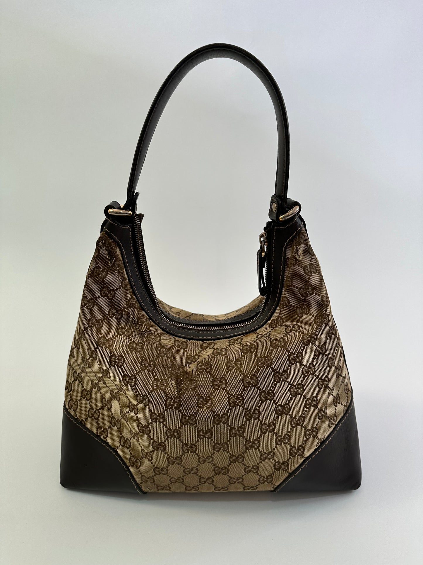 Gucci Dark Brown/Beige GG Canvas Britt Hobo