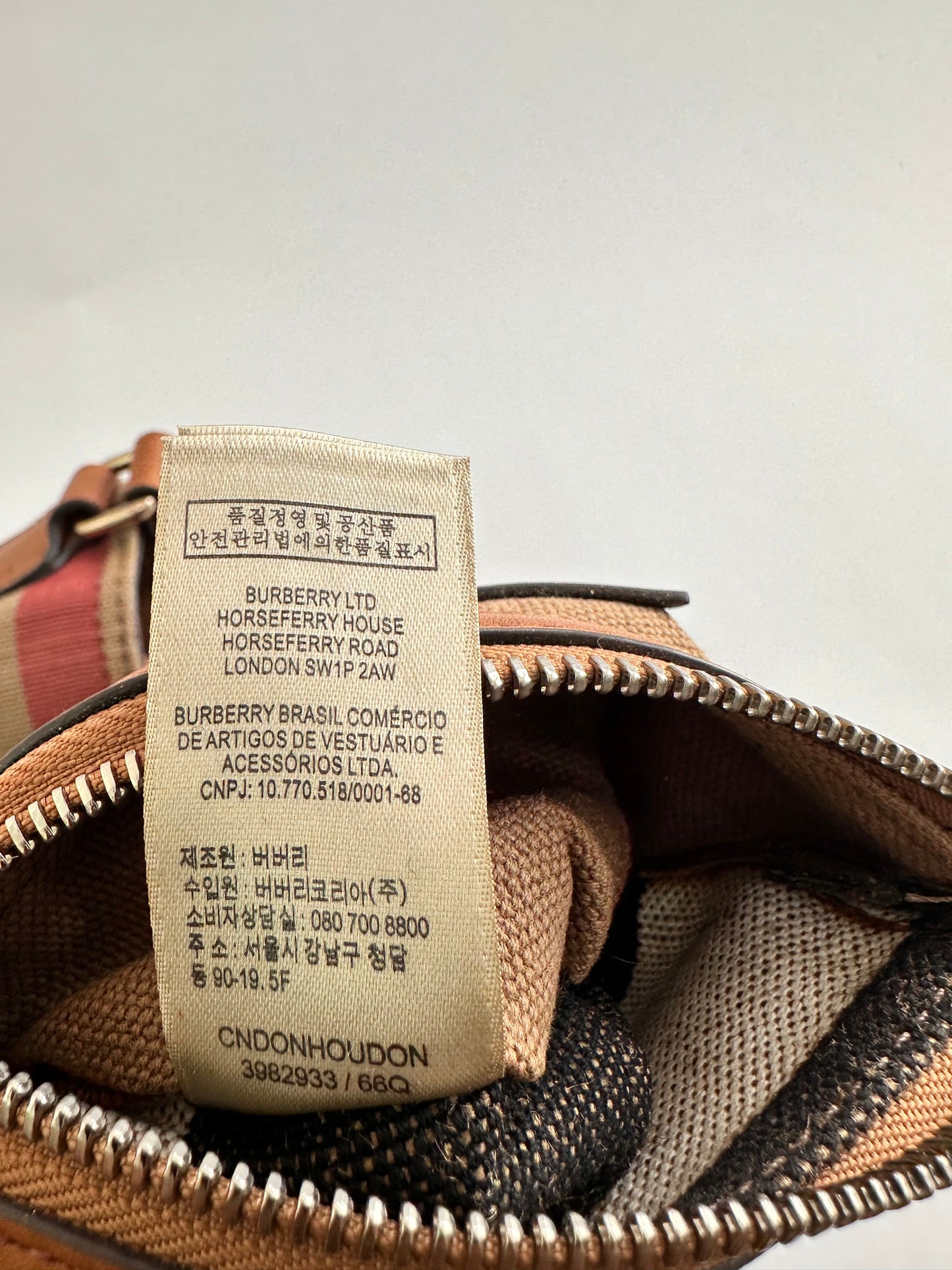 BURBERRY Canvas Mega Check Mini Ashby Tassel Crossbody Brown