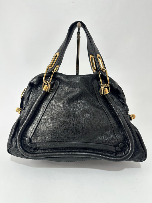 Chloe Black Leather Medium Paraty Shoulder Bag