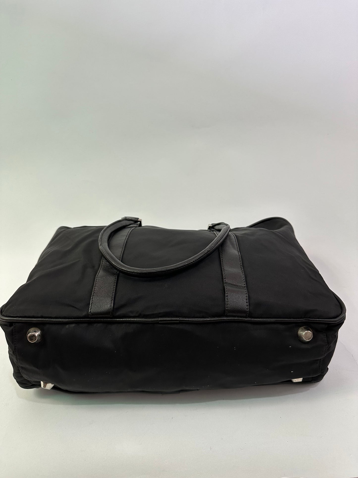 Prada Black Nylon and Saffiano Leather Briefcase