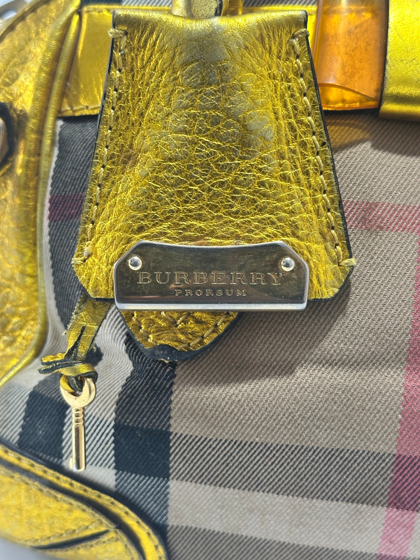 Burberry Beige/Gold Nova Check Canvas and Leather Blaze Satchel