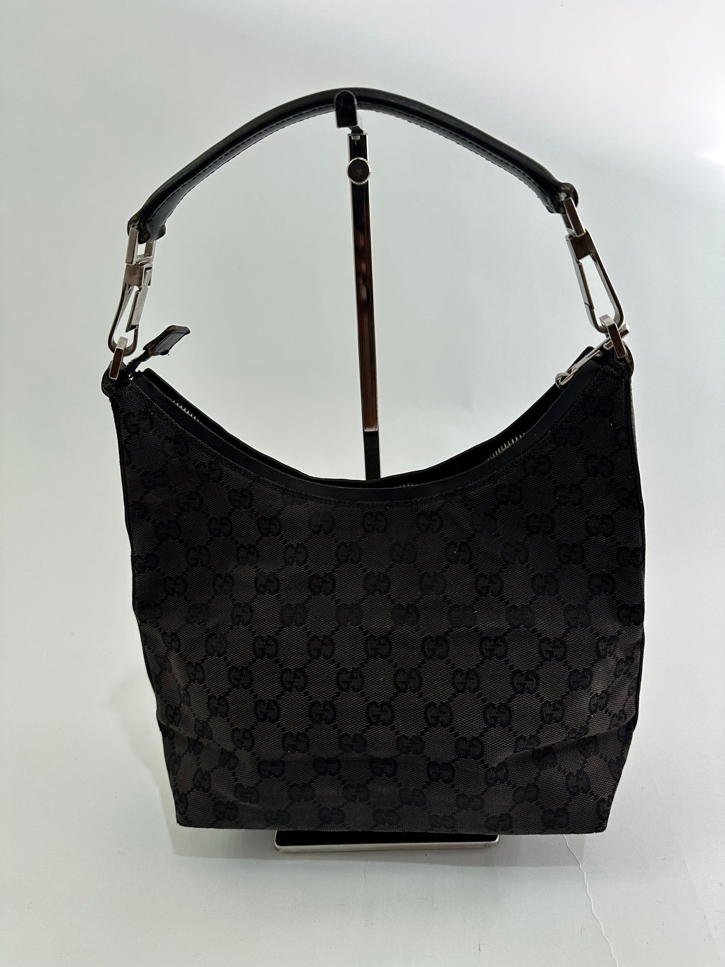 Gucci Black GG Canvas and Leather Hobo