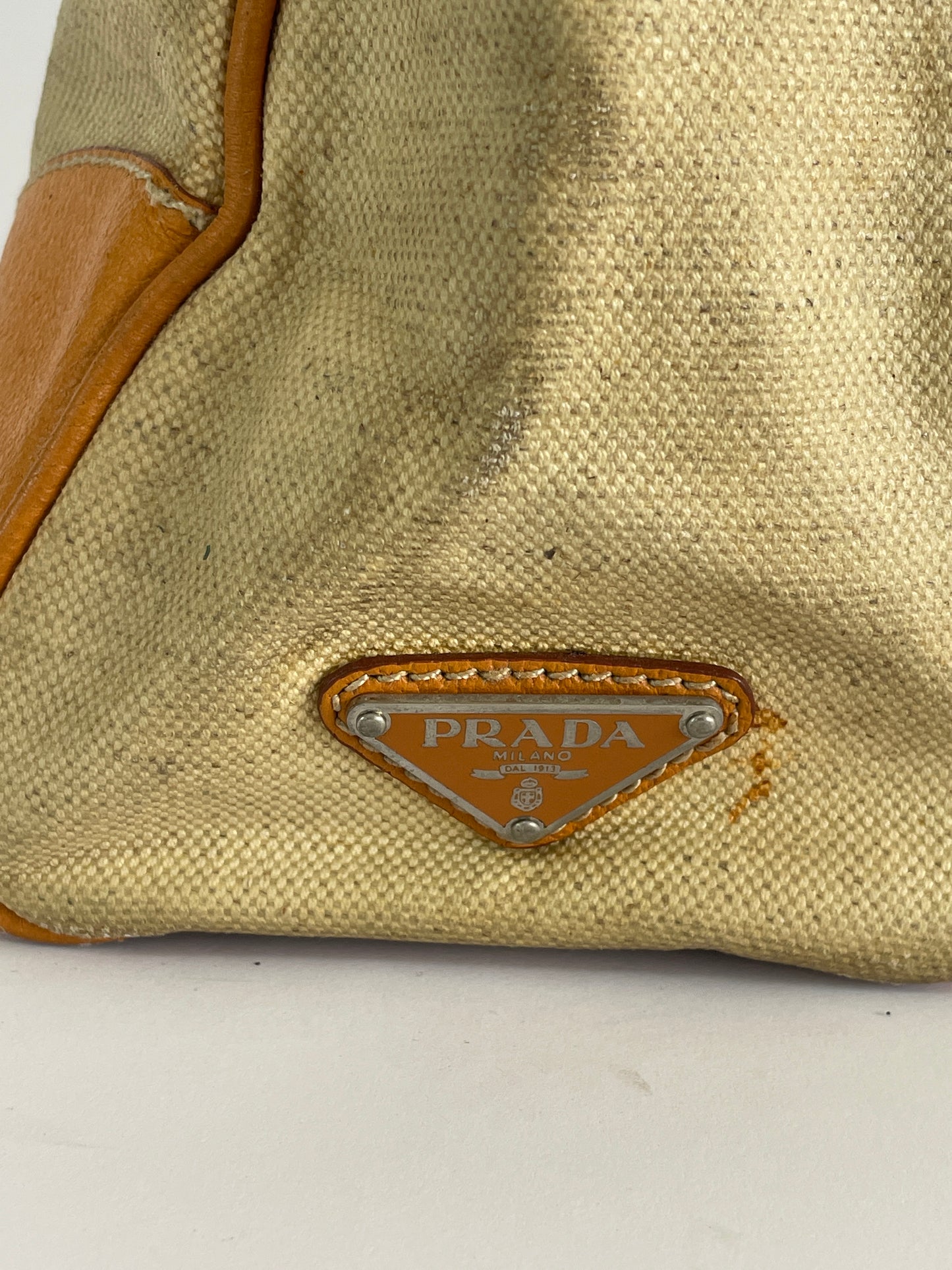 Prada Brown Canvas Tote Bag Beige Light brown