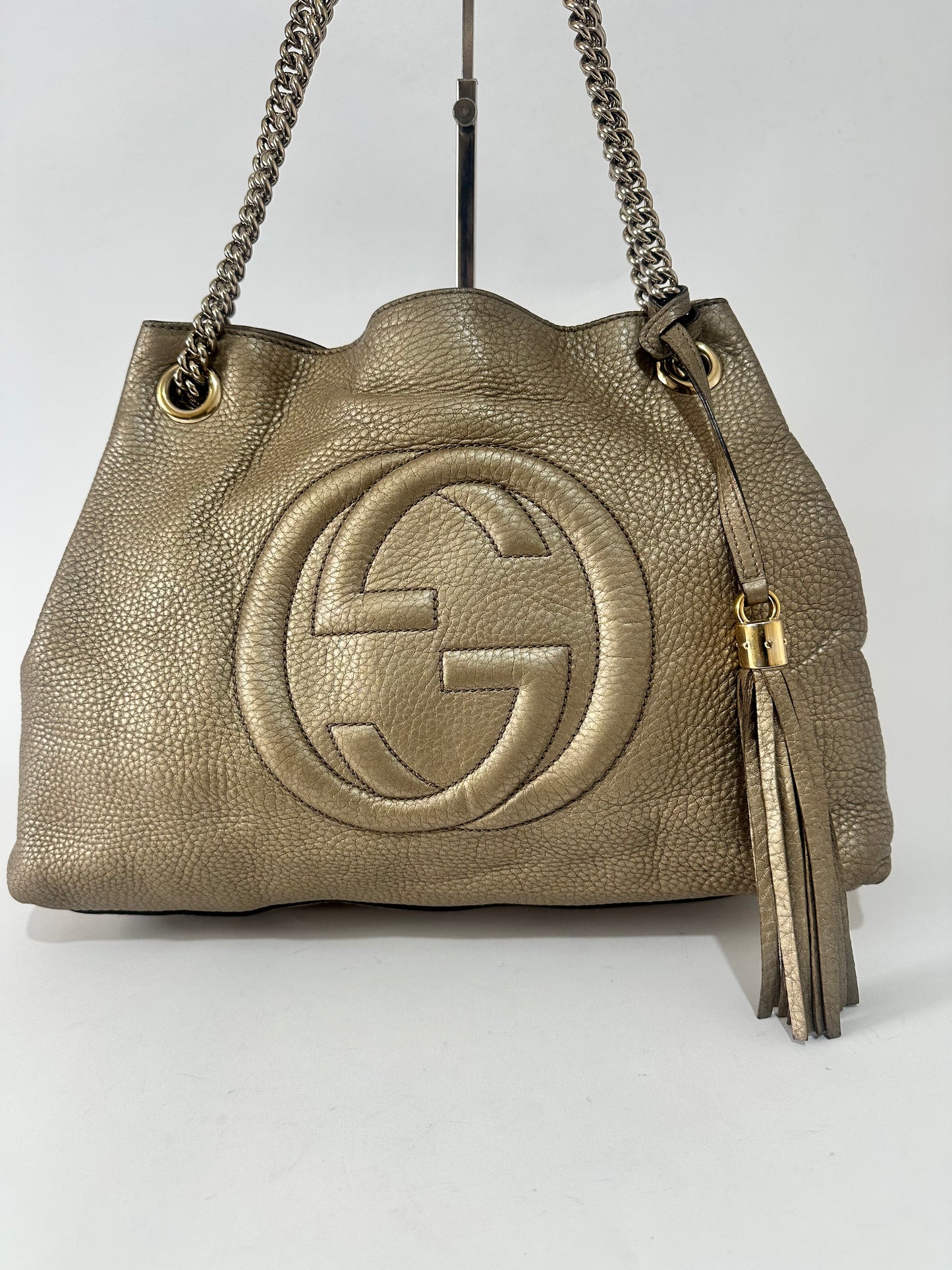 Gucci Gold Pebbled Leather Medium Soho Tote