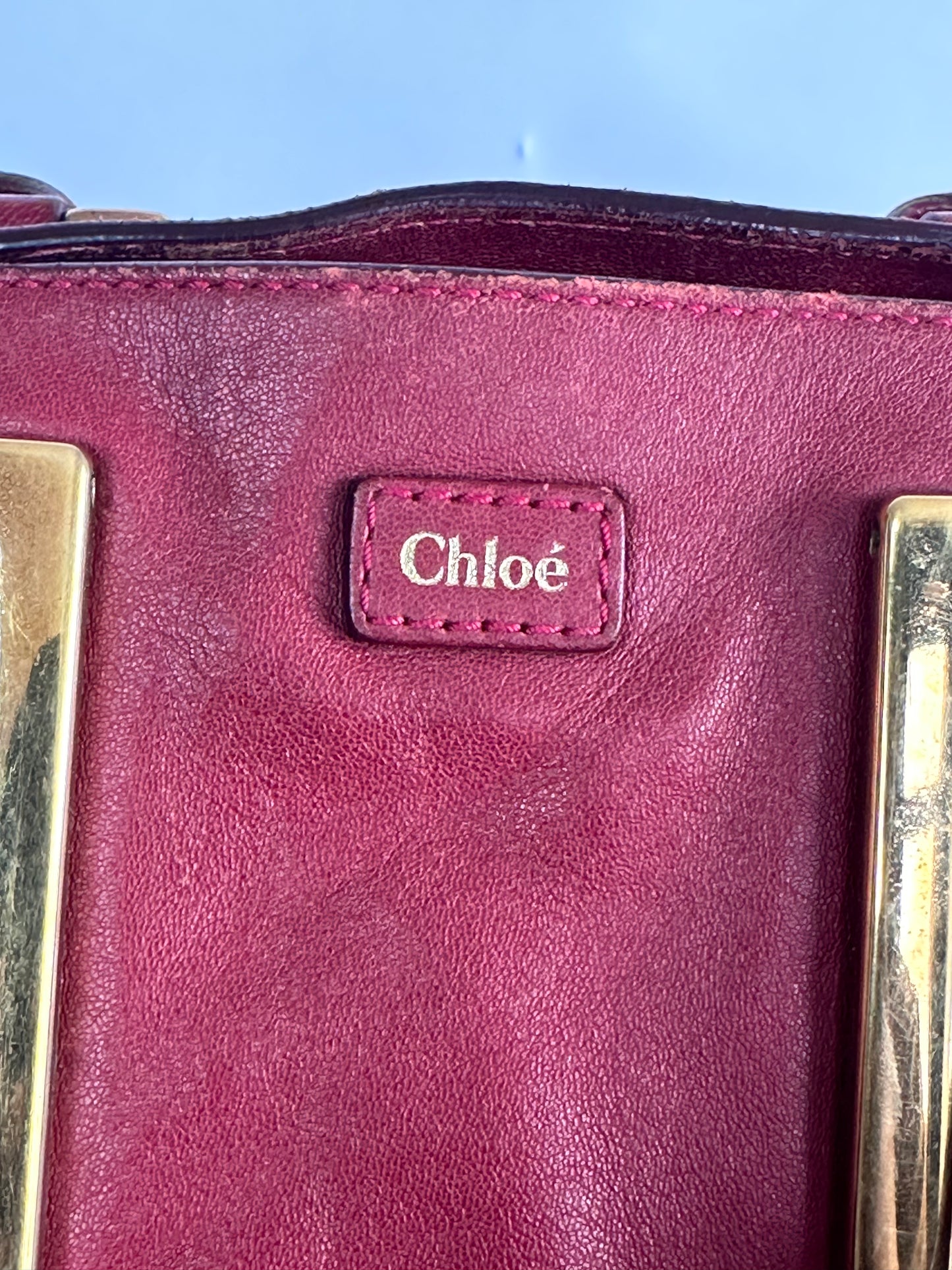 CHLOE Calfskin Small Ethel Satchel Burgundy