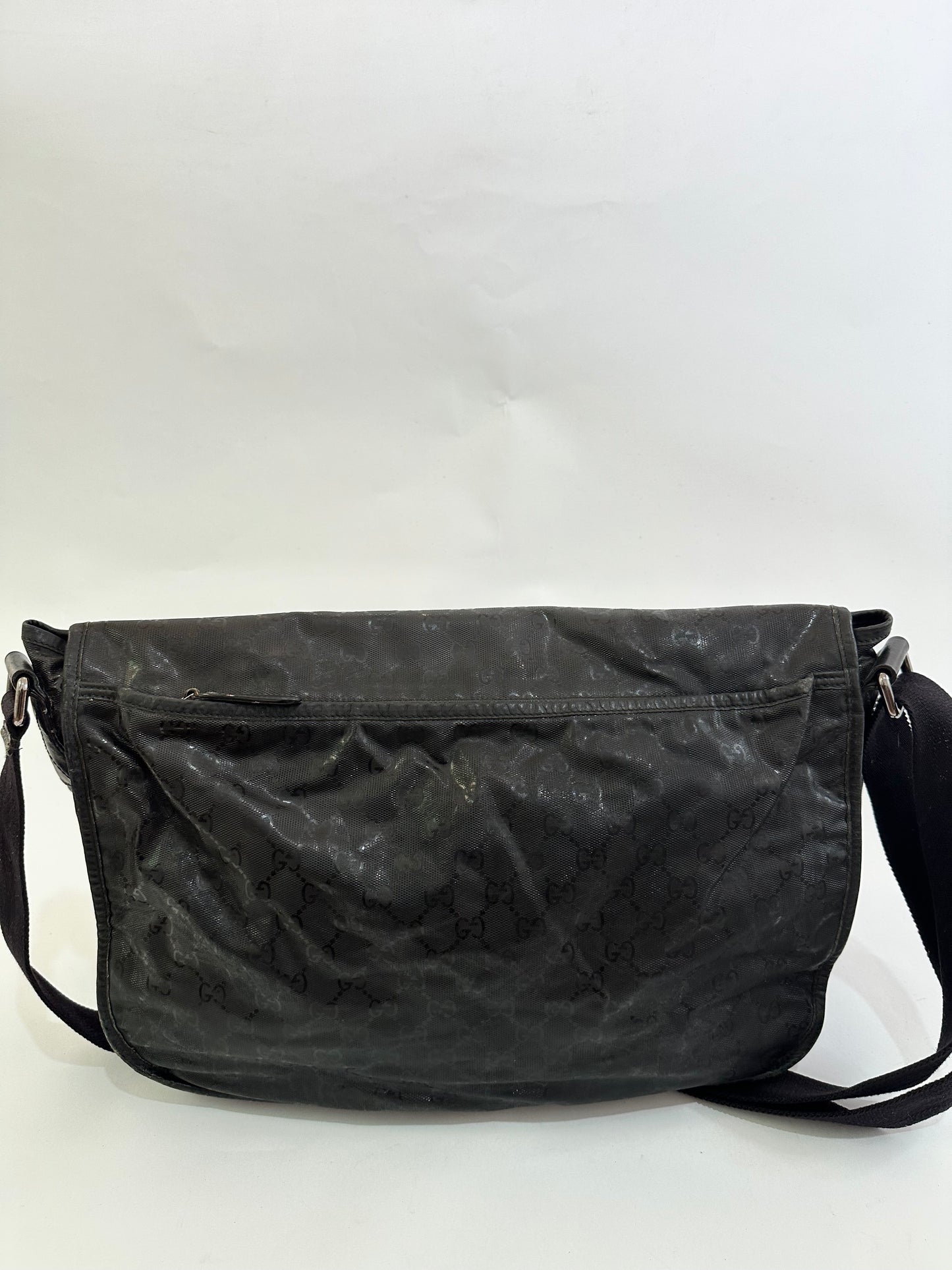 Gucci Double Buckle Messenger Bag GG Imprime Large