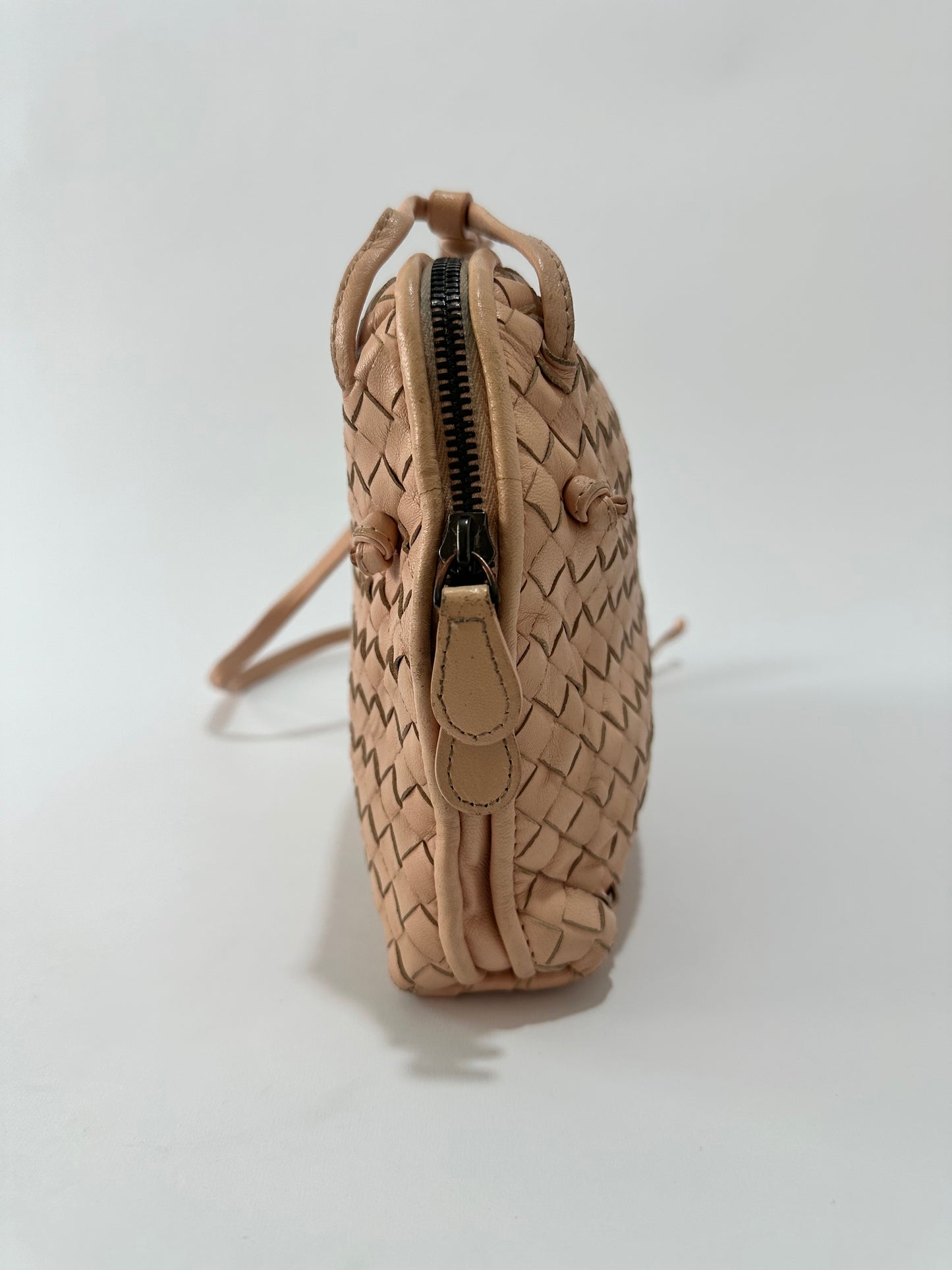 Bottega Veneta Beige Intrecciato Leather Nodini Crossbody Bag