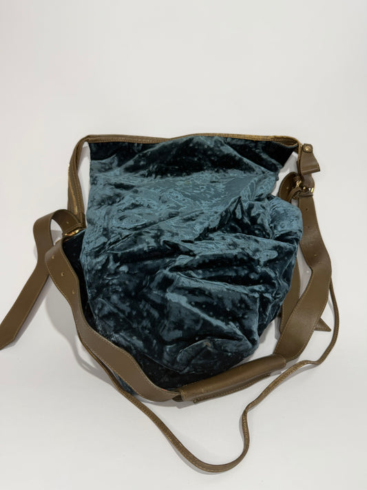 Vivienne Westwood Blue Velvet Orb Print Slouch Crossbody / Shoulder Bag